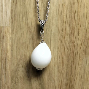 Pendentif Blanc Métal -  Goutte de Clarté