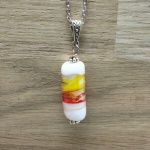 Pendentif Blanc Rouge et Jaune - Pendentif Soleil Couchant