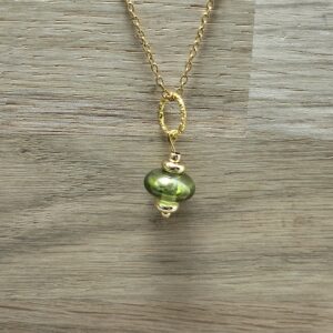 Pendentif Vert Bois - Bouton verdoyant