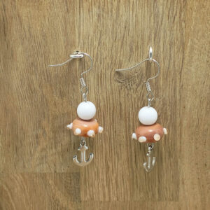 boucles d’oreilles verre filé marron et Blanc   Racines Douces