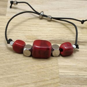 Bracelet Artisanal Verre filé Rouge - Flamme d’Ancrage
