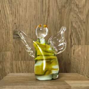 Ange en verre filé jaune – ancrage et stabilité | Éclats d’verre